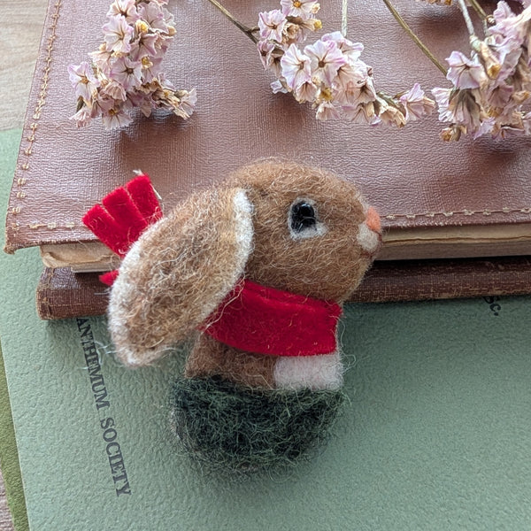 Needle Felted Bunny Rabbit Brooch