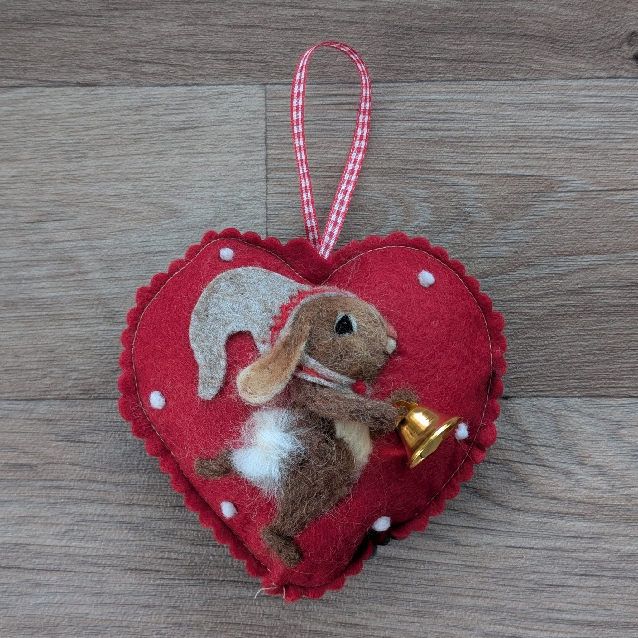 Needle Felted Rabbit Lavender Heart Decoration