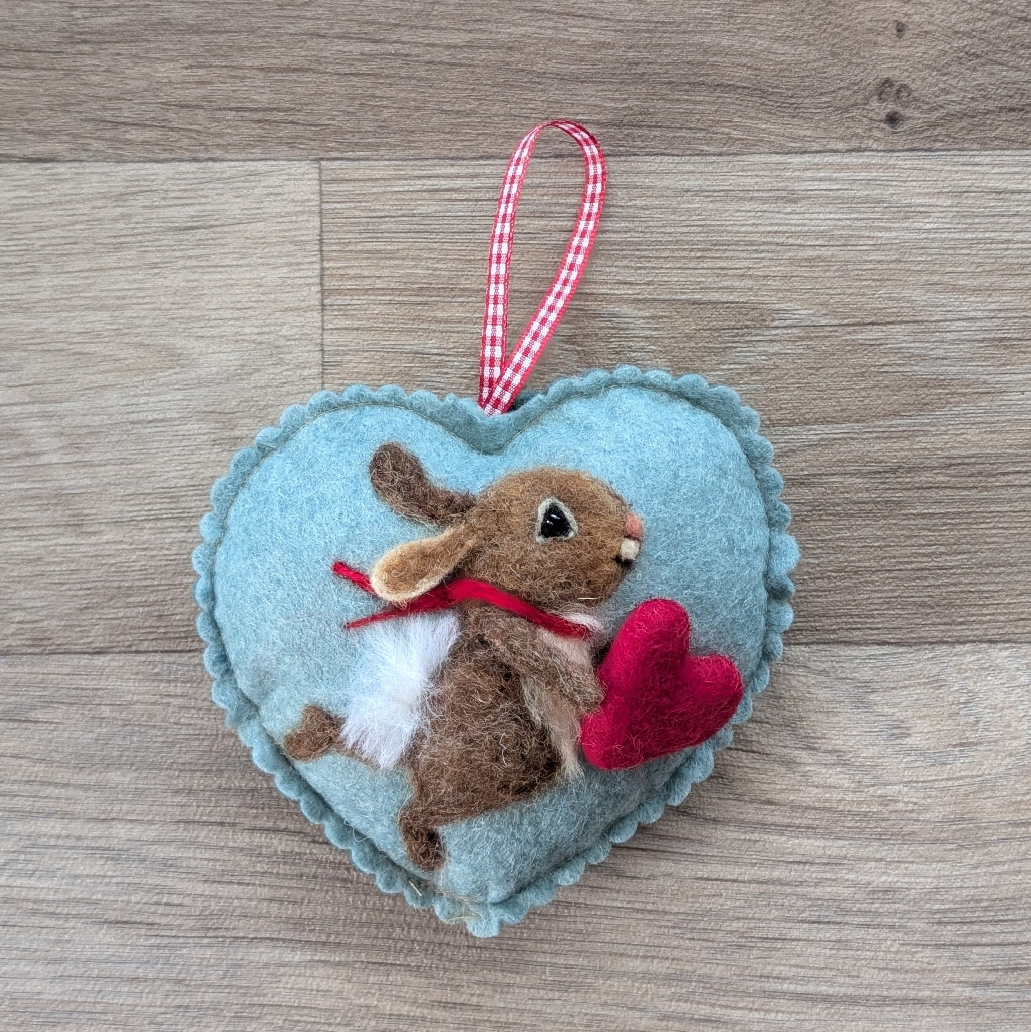 Needle Felted Rabbit Lavender Heart Decoration