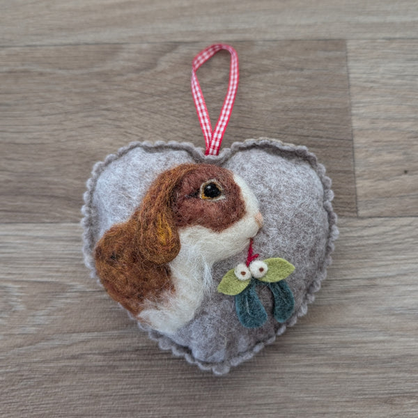 Needle Felted Rabbit Lavender Heart Decoration