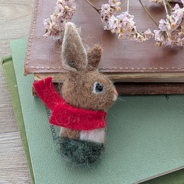 Needle Felted Bunny Rabbit Brooch