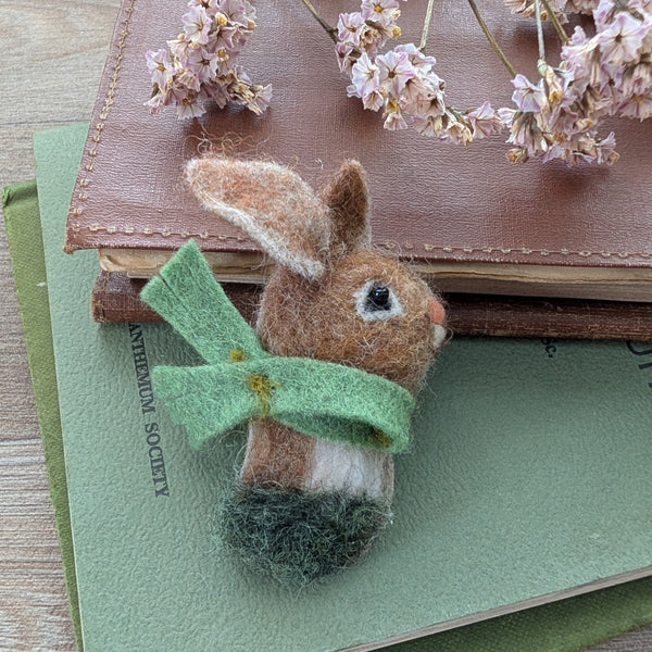 Needle Felted Bunny Rabbit Brooch