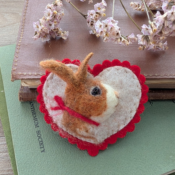 Needle Felted Bunny Rabbit Brooch