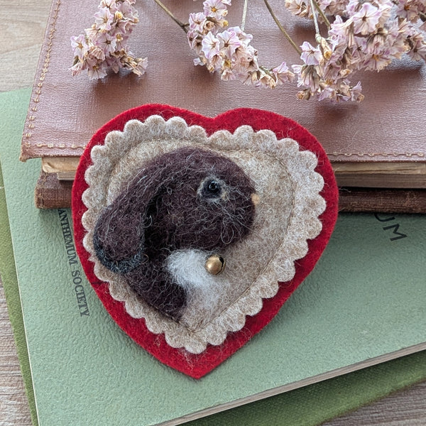 Needle Felted Bunny Rabbit Brooch