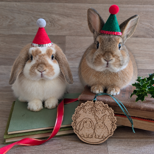 Oak Rabbit Christmas Decoration Ornament (Mistletoe)