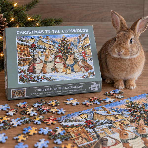 Rabbit Jigsaw Puzzle (1000 piece) - Christmas in the Cotswolds