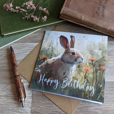 Rabbit Birthday Card (Brown Bunny)