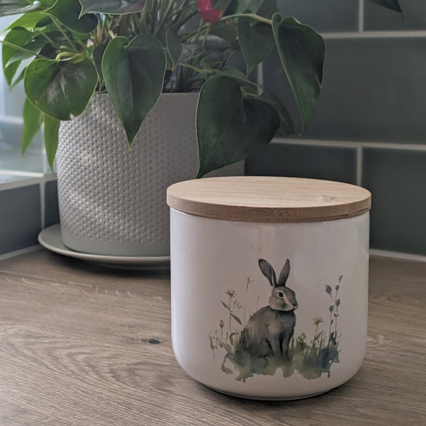 Rabbit Storage Jar (Floral)