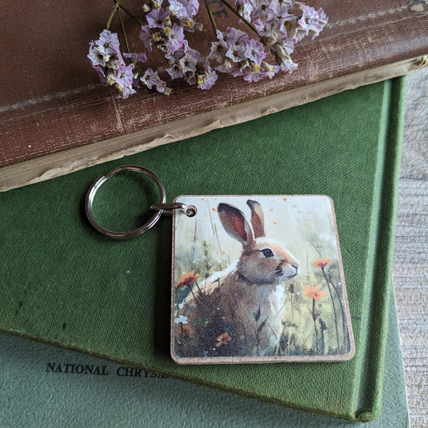 Rabbit Key Ring (Orange Flowers) – Everything Bunny Rabbit