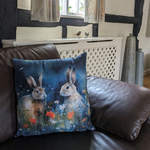 Rabbit Cushion (Blue)