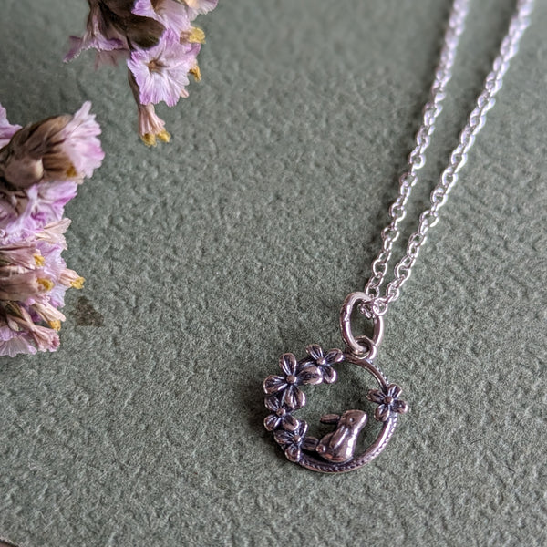 Flower Ring Rabbit Necklace