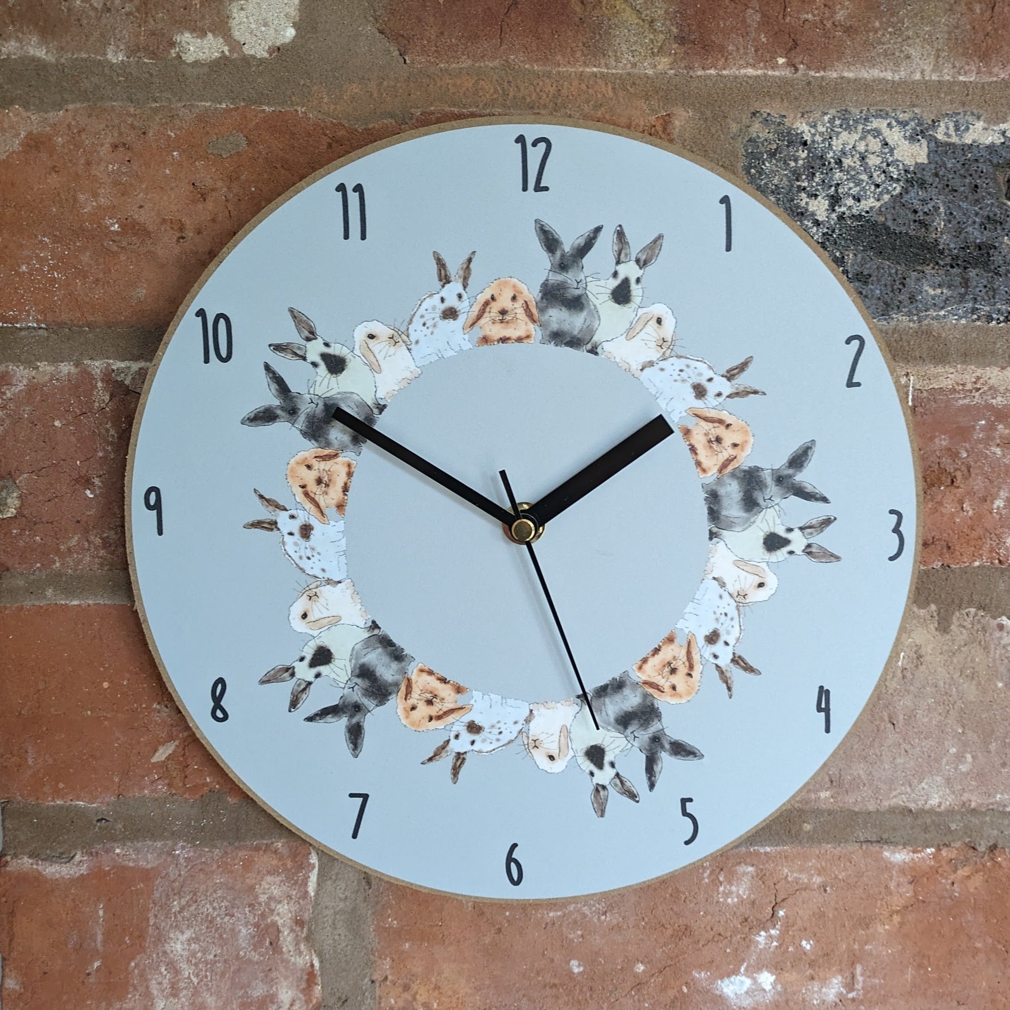 Psychedelic Rabbit Clock Rabbit Wall Clock (Grey) – Everything Bunny Rabbit