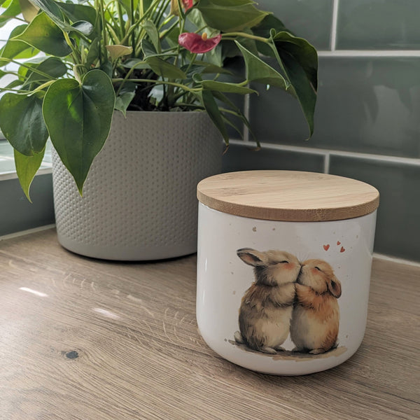 Rabbit Treat Jar (Kissing)