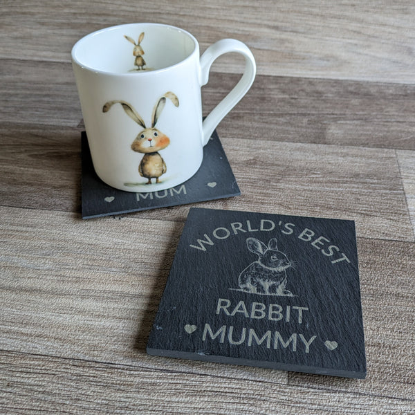 Rabbit Mum Slate Coaster