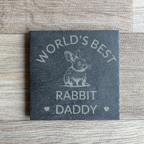 Rabbit Dad Slate Coaster