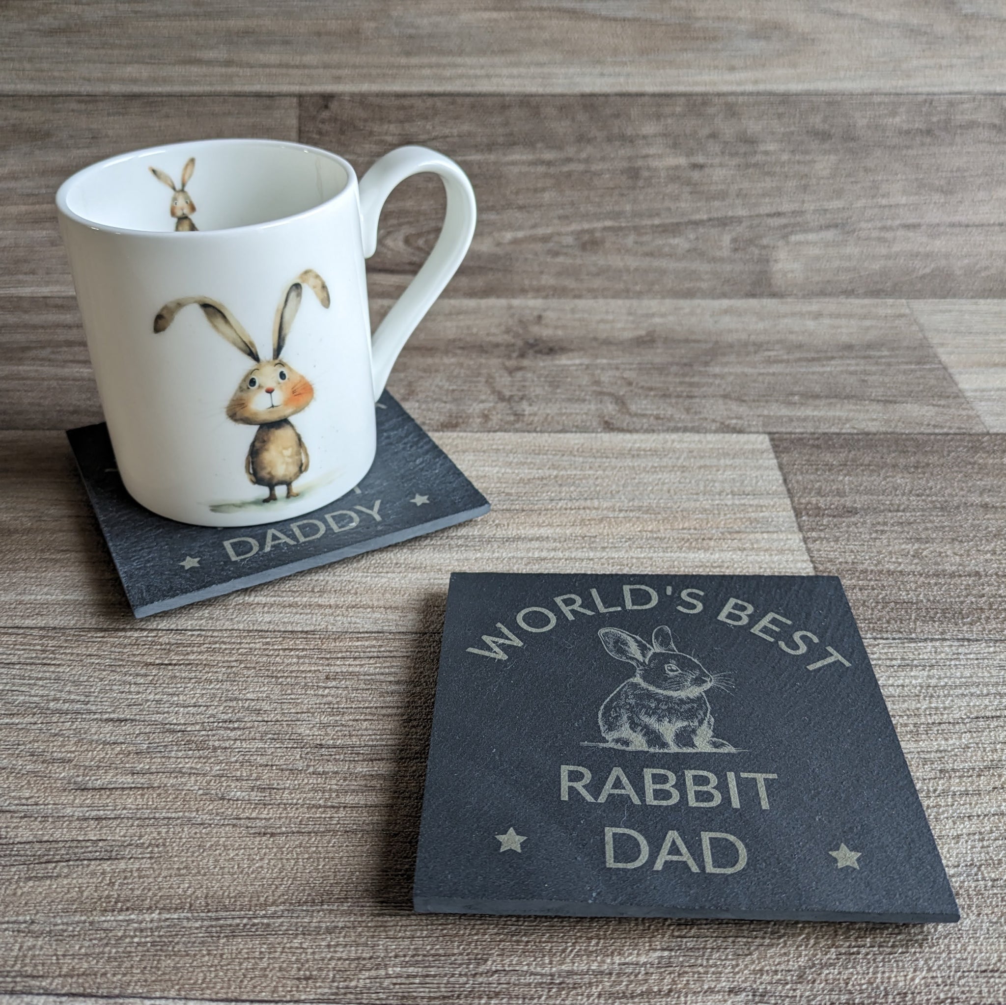 Rabbit Dad Slate Coaster