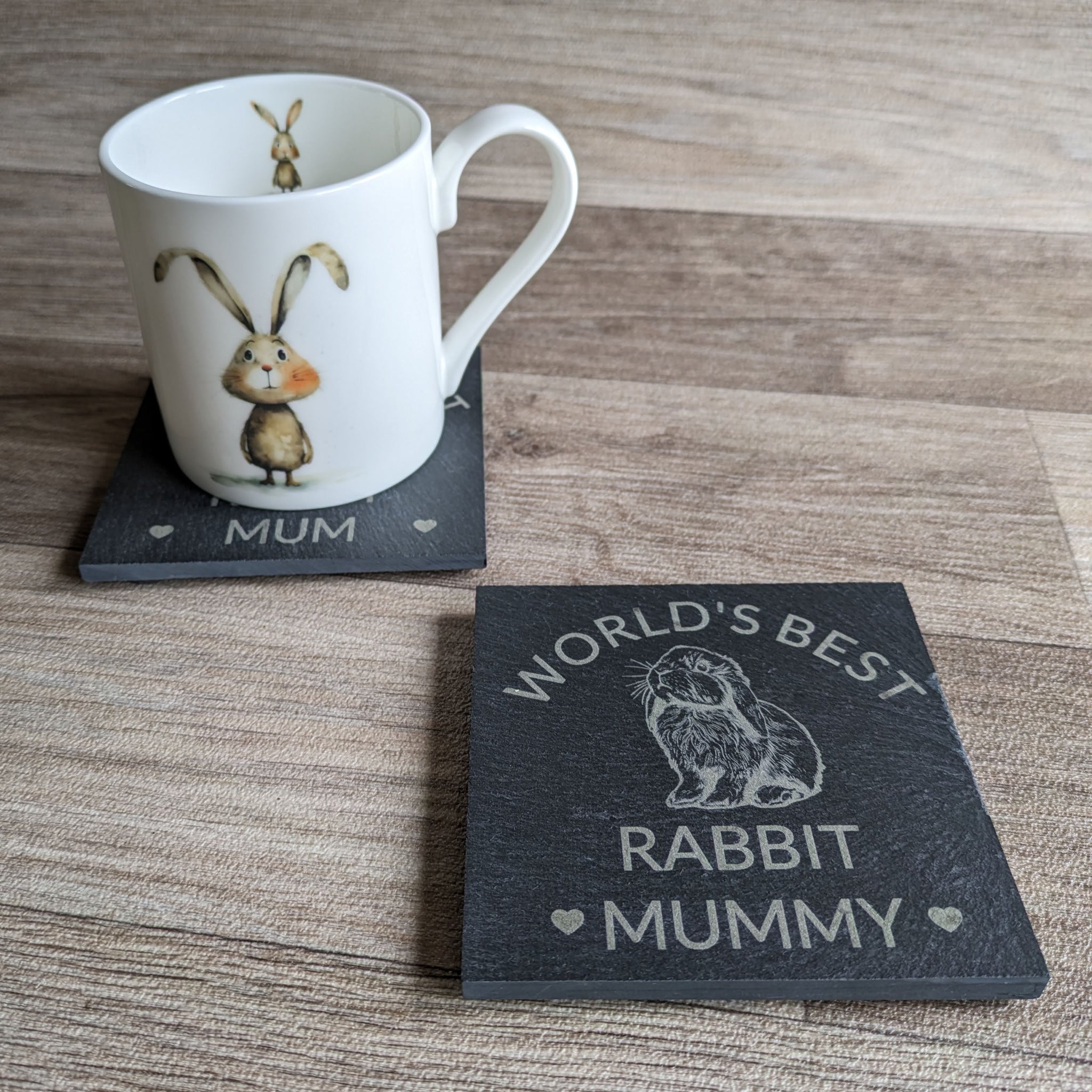 Rabbit Mum Slate Coaster