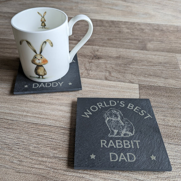 Rabbit Dad Slate Coaster (Lop Eared) – Everything Bunny Rabbit