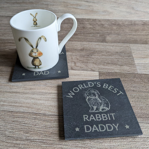 Rabbit Dad Slate Coaster