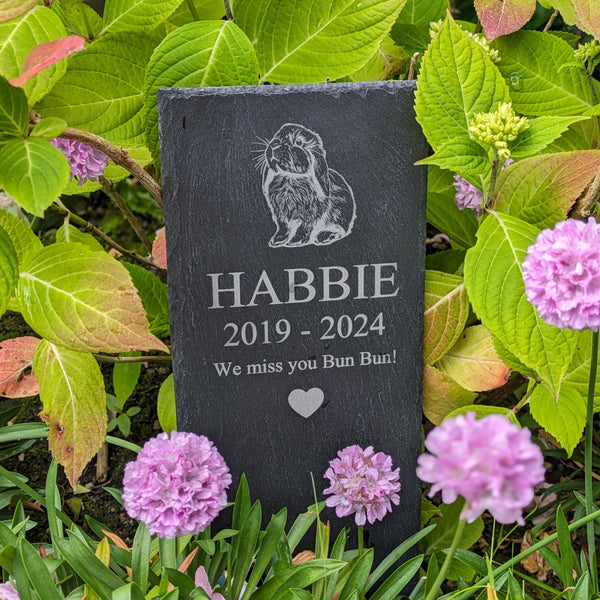 Personalised Lop Eared Rabbit Slate Memorial Plaque – Everything Bunny ...