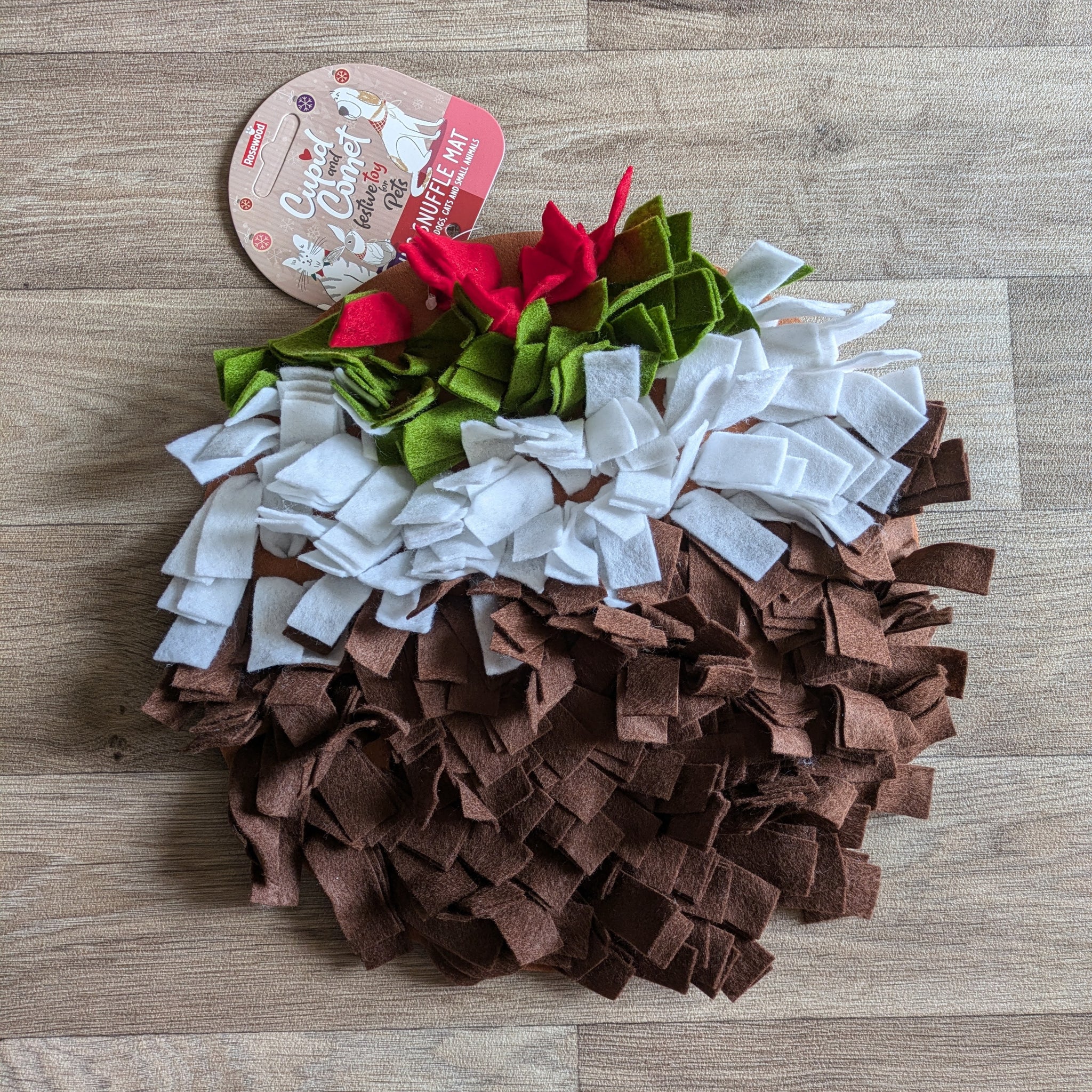 Rosewood Naturals Cupid and Comet Christmas Pudding Snuffle Forage Mat Rabbit Toy