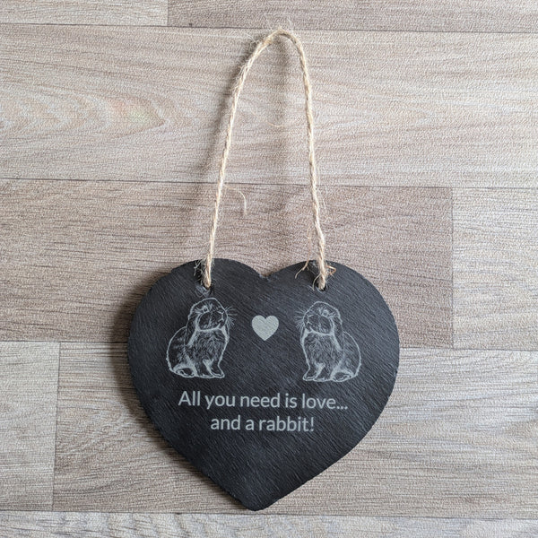 Slate Heart Decoration Lop (All you need is love...and a rabbit!)