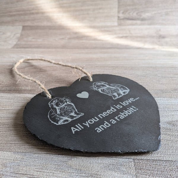 Slate Heart Decoration Lop (All you need is love...and a rabbit!)