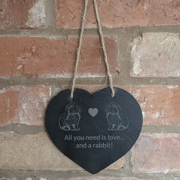 Slate Heart Decoration Lop (All you need is love...and a rabbit!)