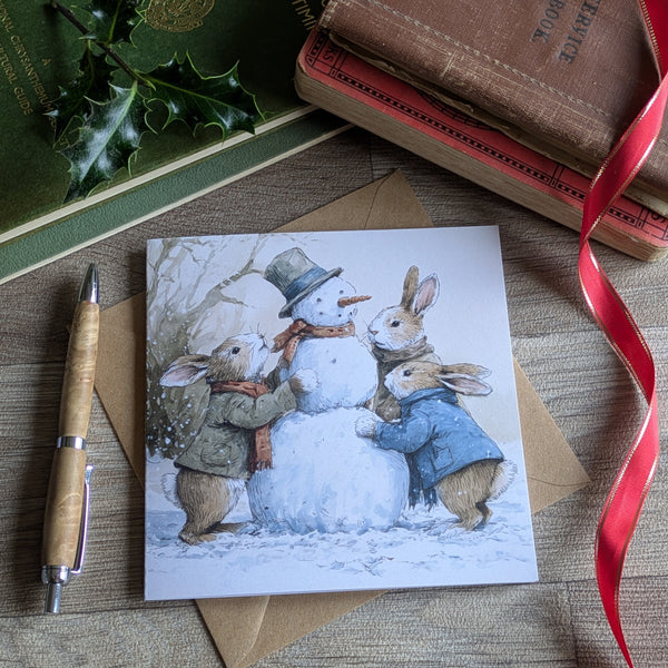Rabbit Christmas Card (Snowman)