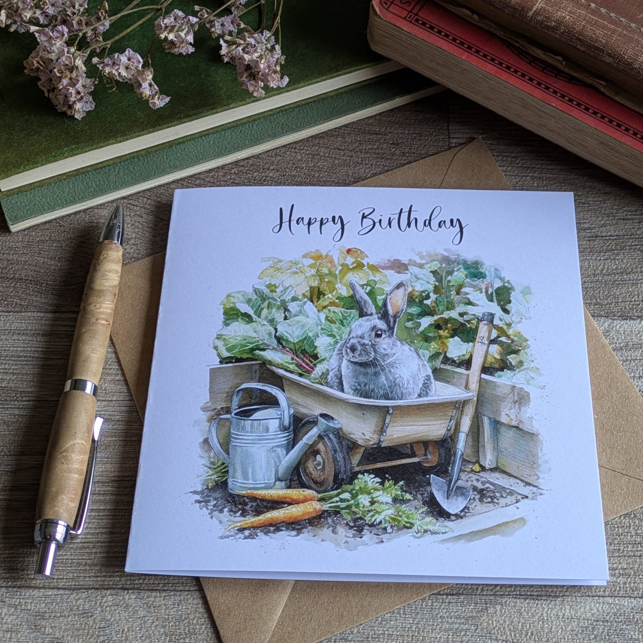 Rabbit Birthday Card (Gardening)