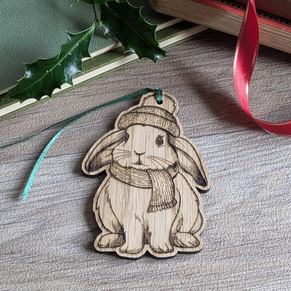 Oak Rabbit Christmas Decoration Ornament (Lop Eared)
