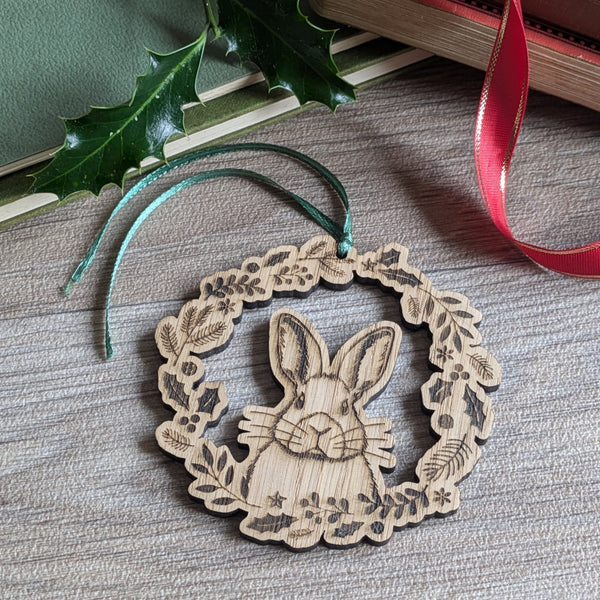 Oak Rabbit Christmas Decoration Ornament (Wreath)