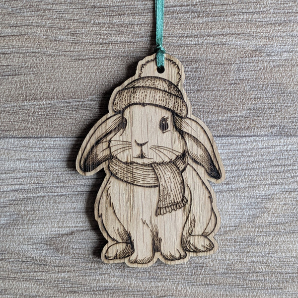 Oak Rabbit Christmas Decoration Ornament (Lop Eared)
