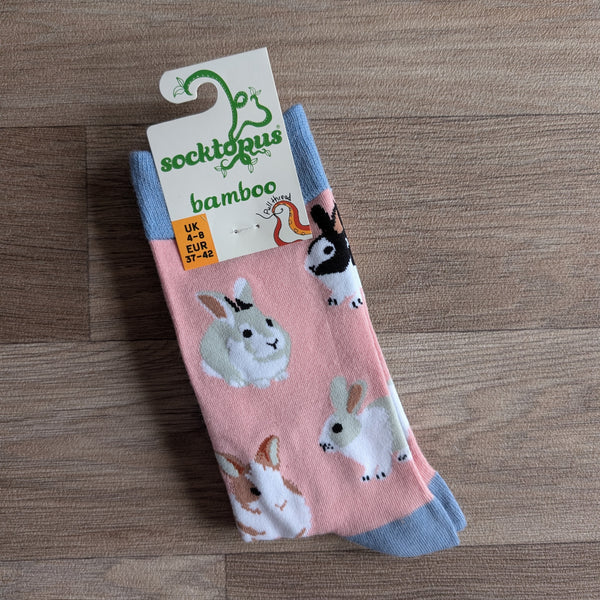 Rabbit Socks (Size S, UK 4-8) Pink/Blue