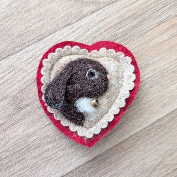 Needle Felted Bunny Rabbit Brooch