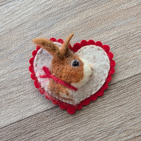Needle Felted Bunny Rabbit Brooch