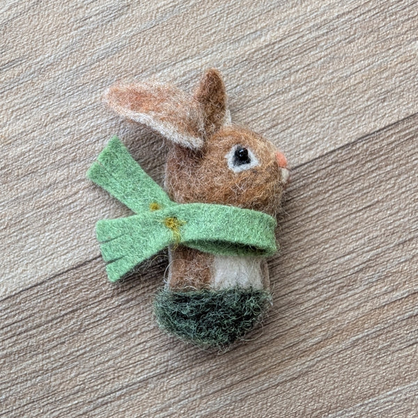 Needle Felted Bunny Rabbit Brooch
