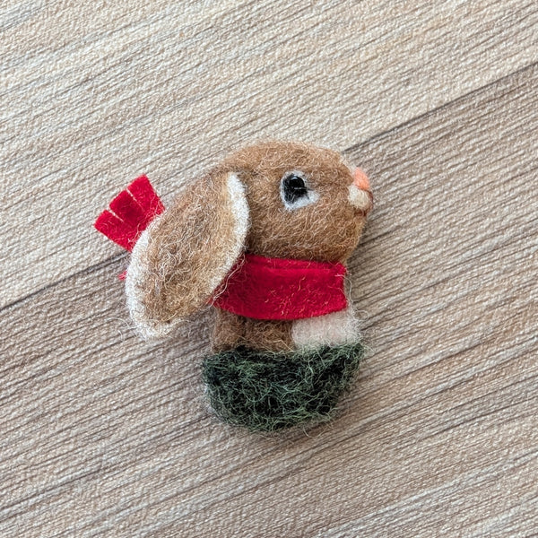 Needle Felted Bunny Rabbit Brooch