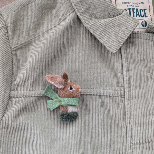 Needle Felted Bunny Rabbit Brooch