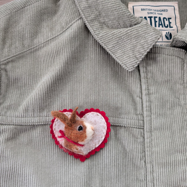 Needle Felted Bunny Rabbit Brooch
