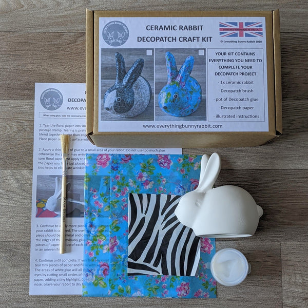 Decopatch a Ceramic Rabbit Ornament Craft Kit (Floral)