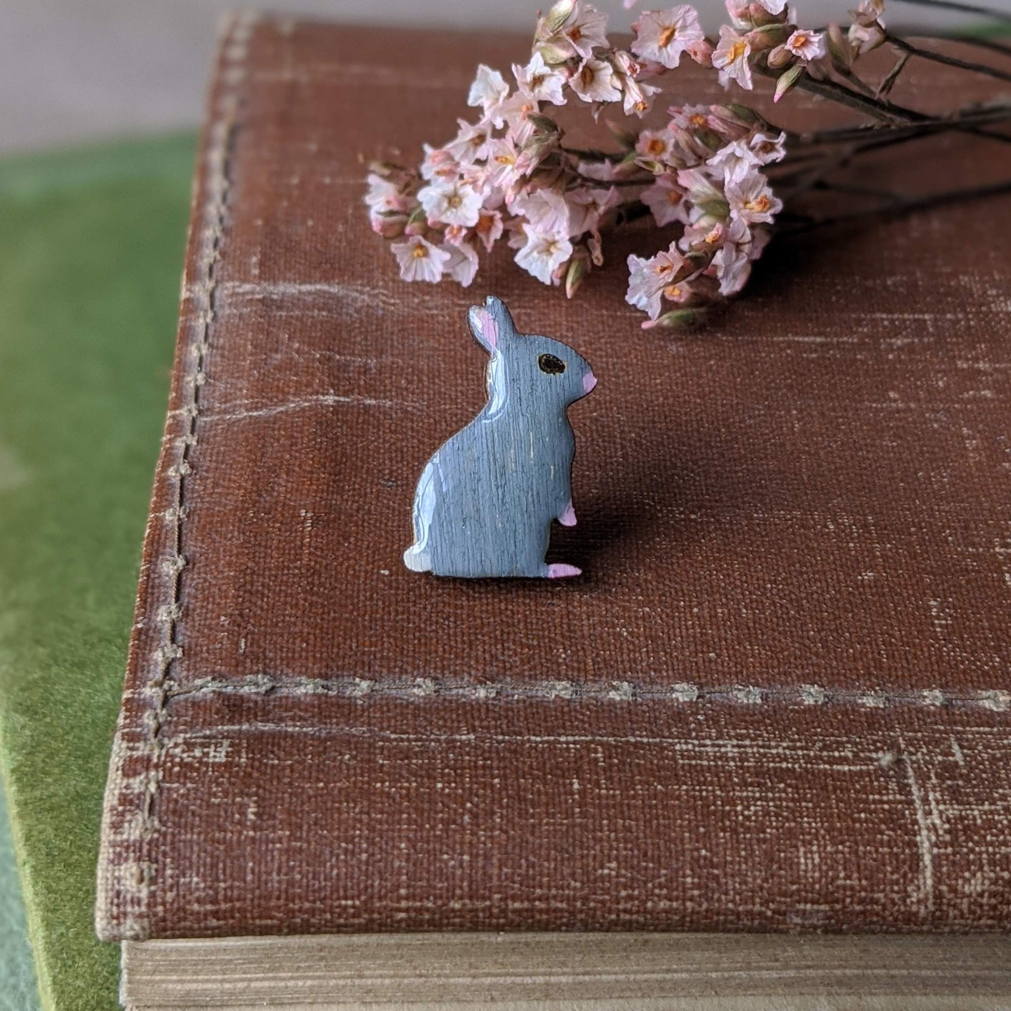 Rabbit Pin Badge - Grey