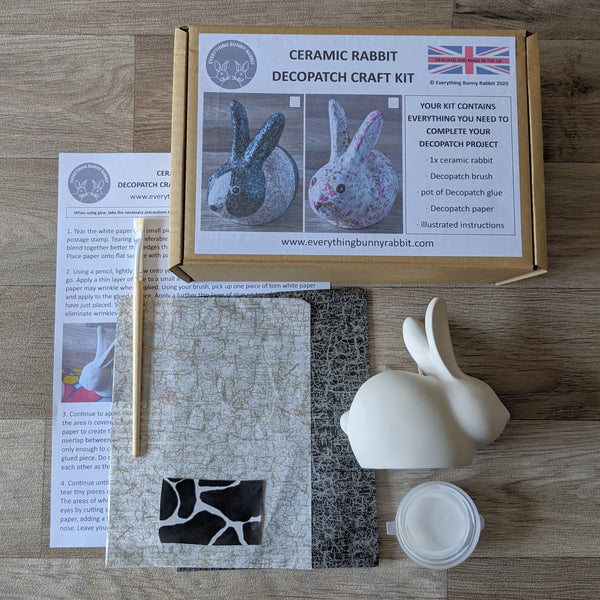 Decopatch a Ceramic Rabbit Ornament Craft Kit (Black & White)