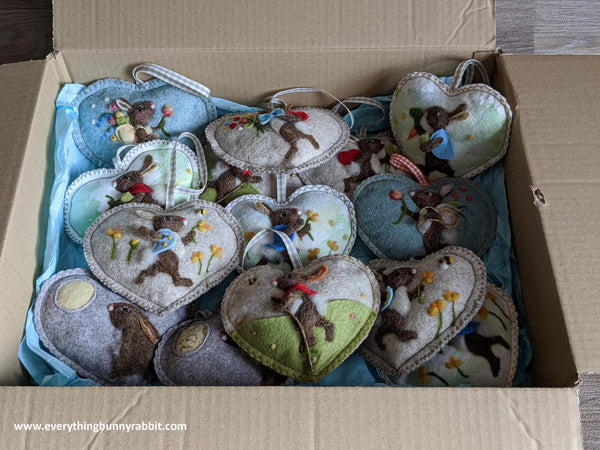 Needle Felted Rabbit Lavender Heart Decoration