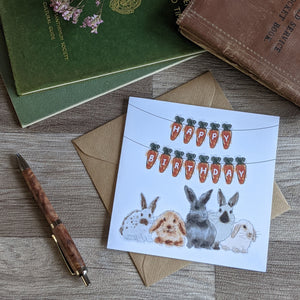 Rabbit Birthday Card - Carrot Bunting