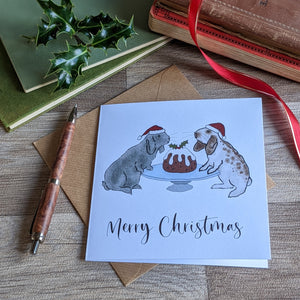 Christmas Pudding Rabbit Christmas Card
