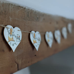 Wooden Rabbit and Guinea Pig Heart Bunting (Daisy Chain)